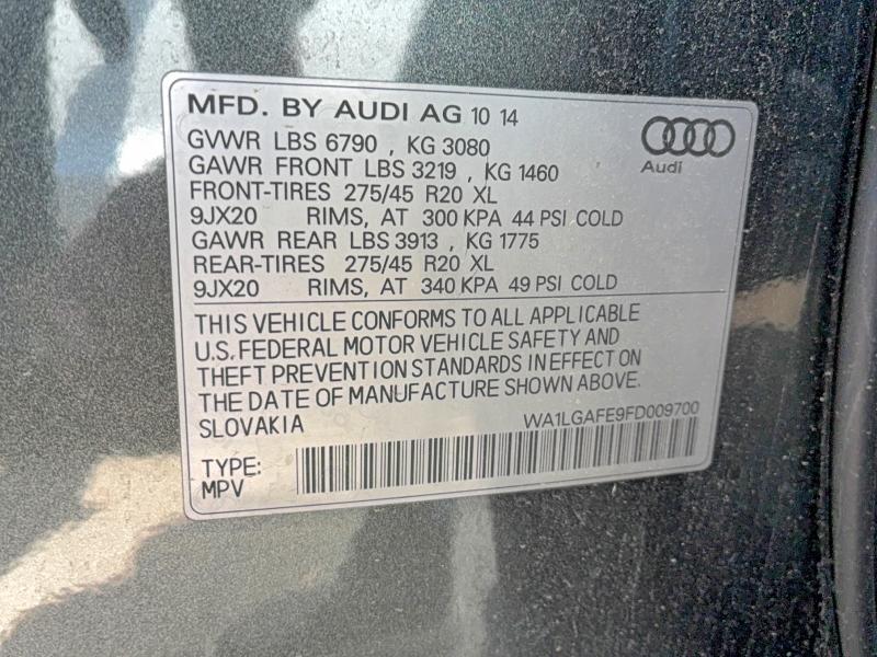Продаж на аукціоні авто 2015 Audi Q7, vin: WA1LGAFE9FD009700, номер лоту: 51317936
