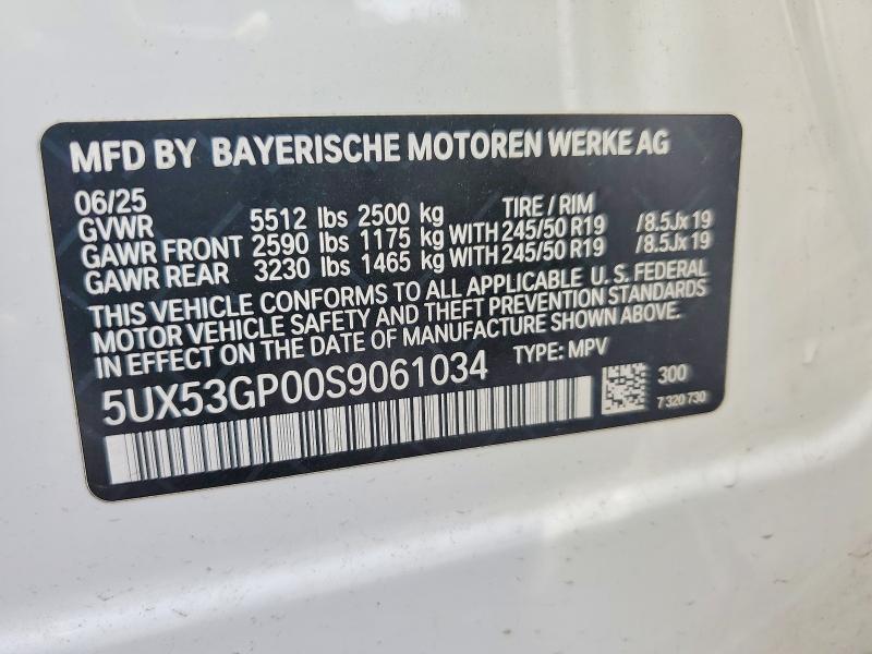 Aukcja sprzedaży 2025 Bmw X3, vin: 5UX53GP00S9061034, numer aukcji: 48738146