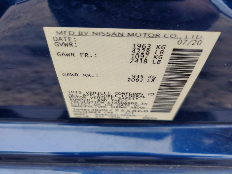 Aukcja sprzedaży 2020 Nissan Altima, vin: 1N4BL4BV0LC255868, numer aukcji: 50293476