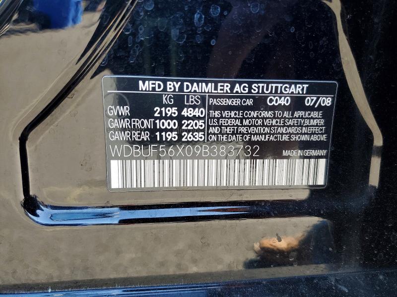 2009 Mercedes-benz E მანქანა იყიდება აუქციონზე, vin: WDBUF56X09B383732, აუქციონის ნომერი: 48712176