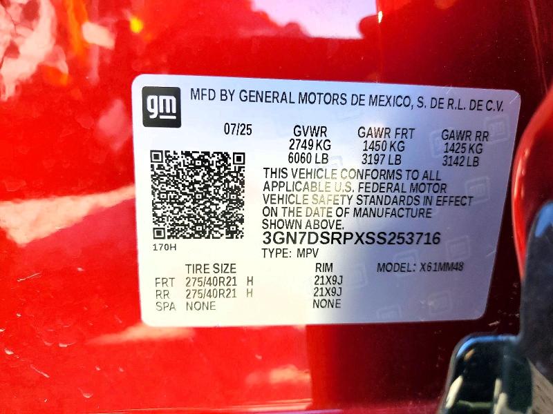 Aukcja sprzedaży 2025 Chevrolet Equinox, vin: 3GN7DSRPXSS253716, numer aukcji: 50393696