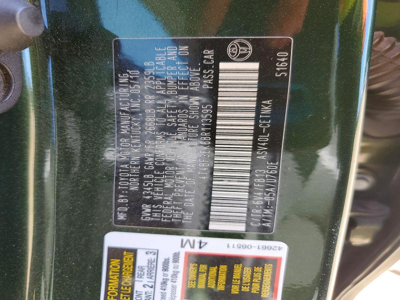 2011 Toyota Camry მანქანა იყიდება აუქციონზე, vin: 4T4BF3EK6BR113595, აუქციონის ნომერი: 50136426