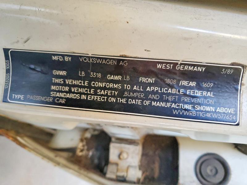 48493486 :رقم المزاد ، WVWRB11G4KW577634 vin ، 1989 Volkswagen Jetta مزاد بيع