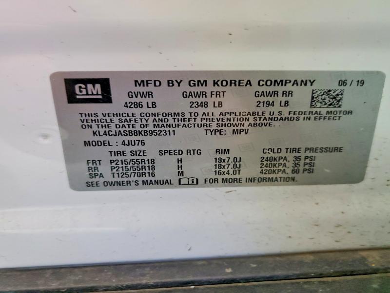 Aukcja sprzedaży 2019 Buick Encore, vin: KL4CJASB8KB952311, numer aukcji: 47956346