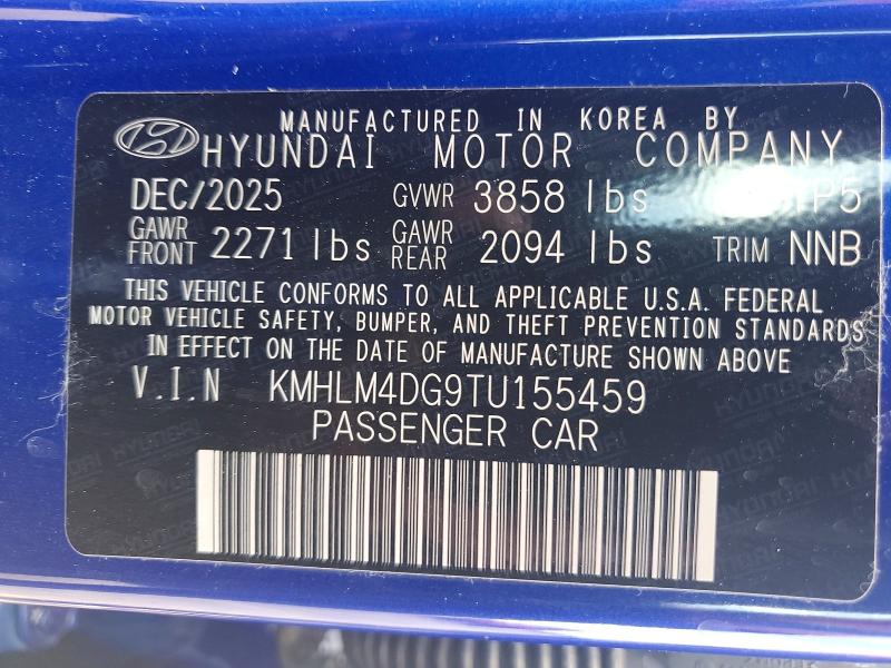 Aukcja sprzedaży 2026 Hyundai Elantra, vin: KMHLM4DG9TU155459, numer aukcji: 48963226