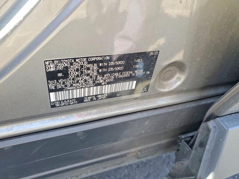 2023 Toyota Bz4x მანქანა იყიდება აუქციონზე, vin: JTMABACA2PA026967, აუქციონის ნომერი: 51542096