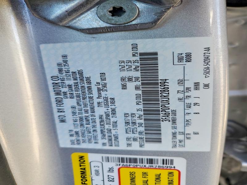 Aukcja sprzedaży 2018 Ford Fusion, vin: 3FA6P0PUXJR286994, numer aukcji: 50521816