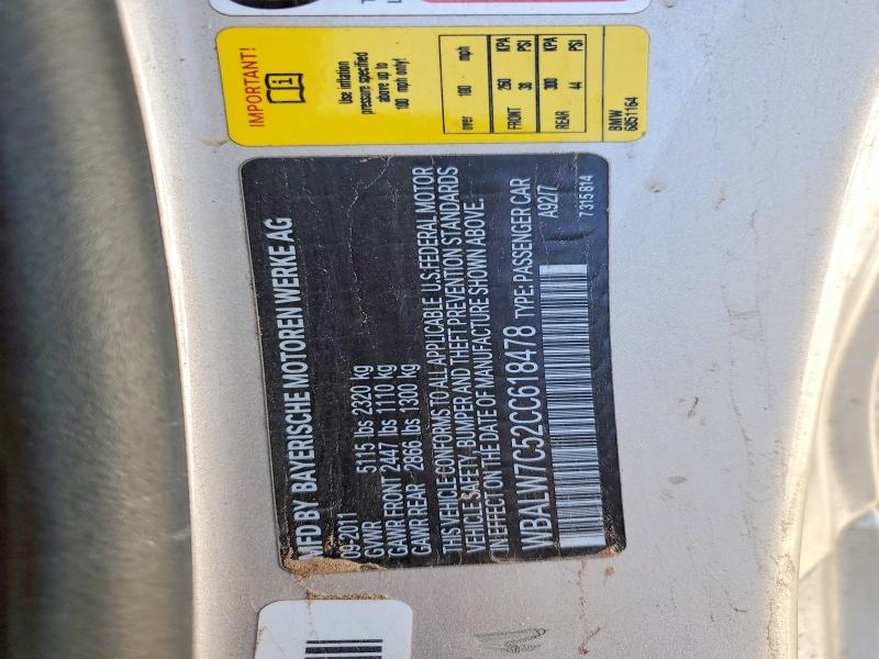 Aukcja sprzedaży 2012 Bmw 640, vin: WBALW7C52CC618478, numer aukcji: 49416346