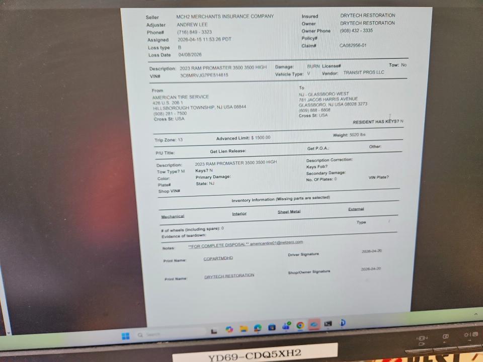 Продажа на аукционе авто 2023 Ram Promaster 3500, vin: 3C6MRVJG7PE514615, номер лота: 50261846