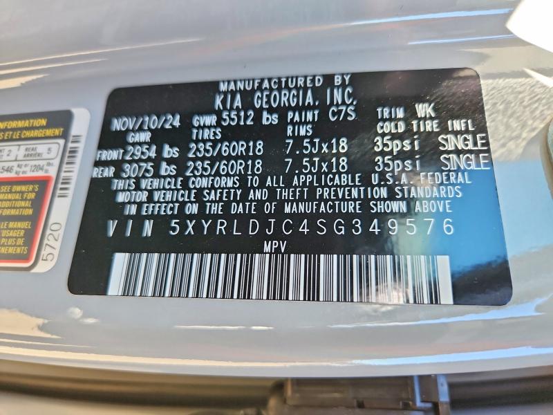 49064616 :رقم المزاد ، 5XYRLDJC4SG349576 vin ، 2025 Kia Sorento مزاد بيع