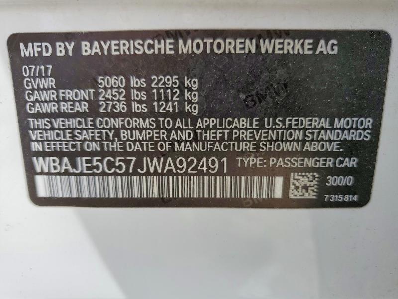 Продажа на аукционе авто 2018 Bmw 540, vin: WBAJE5C57JWA92491, номер лота: 49687956