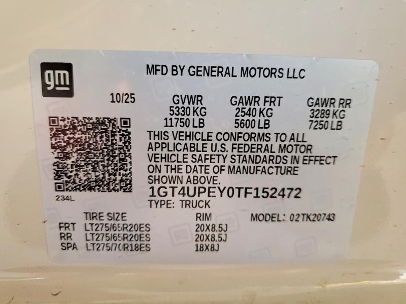 51166036 :رقم المزاد ، 1GT4UPEY0TF152472 vin ، 2026 Gmc Sierra مزاد بيع