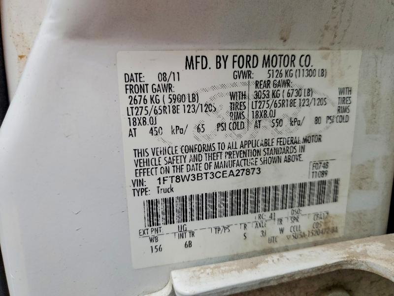 47957446 :رقم المزاد ، 1FT8W3BT3CEA27873 vin ، 2012 Ford F350 مزاد بيع