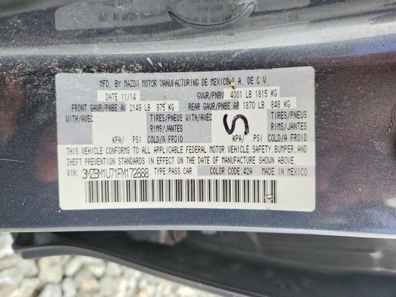 48961456 :رقم المزاد ، 3MZBM1U71FM172888 vin ، 2015 Mazda 3 مزاد بيع