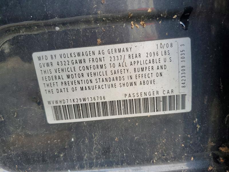 Aukcja sprzedaży 2009 Volk Gti, vin: WVWHD71K29W136706, numer aukcji: 48961906