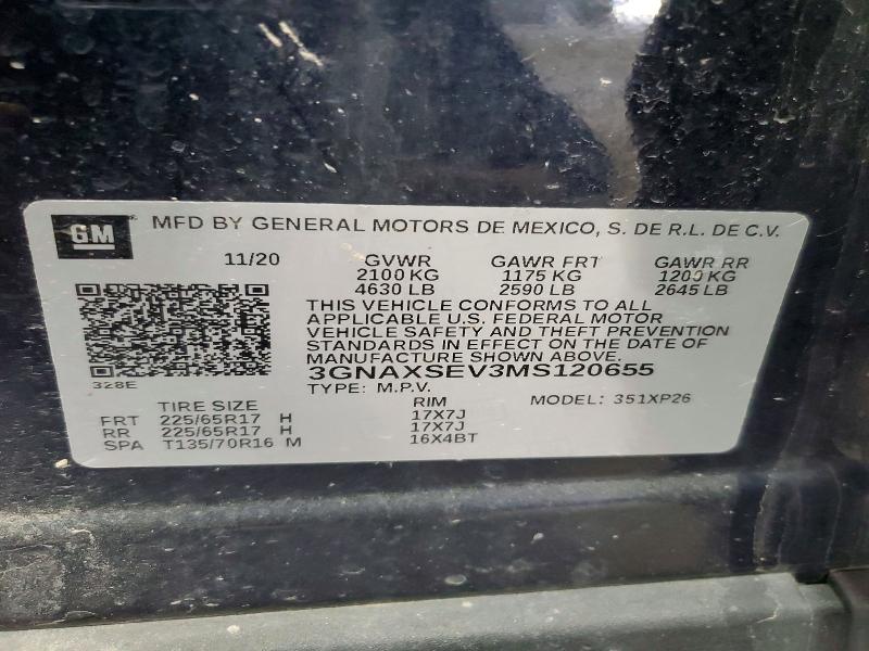 Продажа на аукционе авто 2021 Chevrolet Equinox, vin: 3GNAXSEV3MS120655, номер лота: 48748456