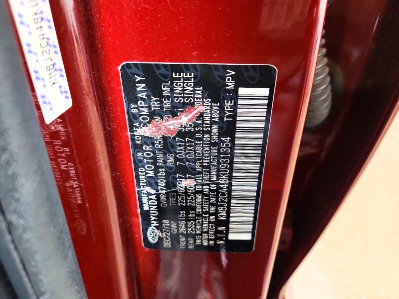 50819476 :رقم المزاد ، KM8J2CA48KU931354 vin ، 2019 Hyundai Tucson مزاد بيع