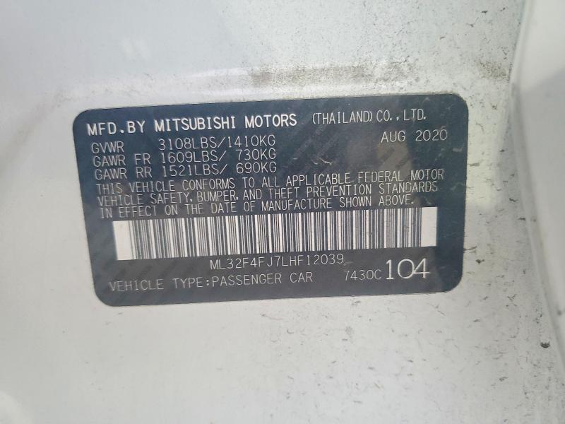 Aukcja sprzedaży 2020 Mitsubishi Mirage, vin: ML32F4FJ7LHF12039, numer aukcji: 51005356