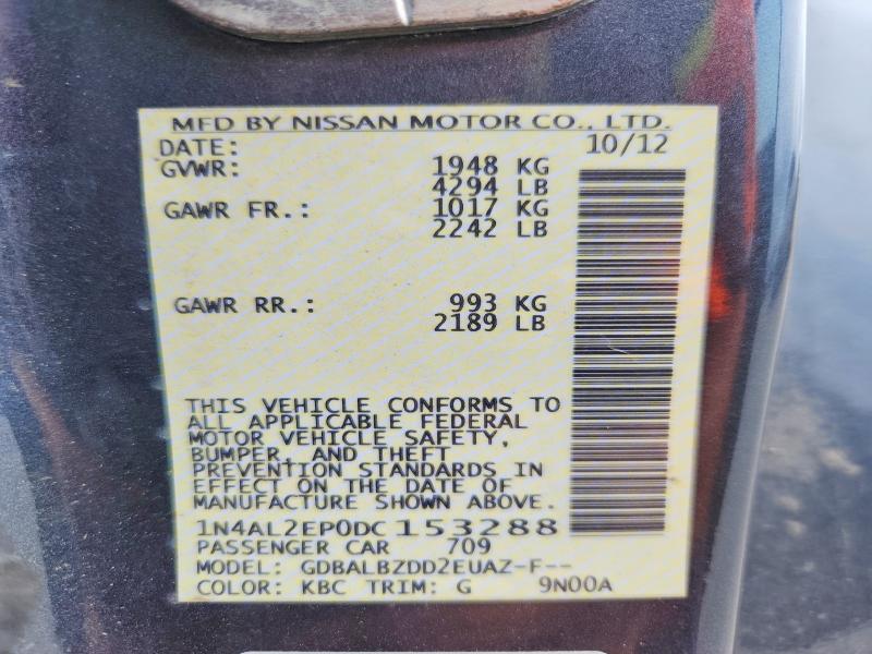 50057266 :رقم المزاد ، 1N4AL2EP0DC153288 vin ، 2013 Nissan Altima مزاد بيع