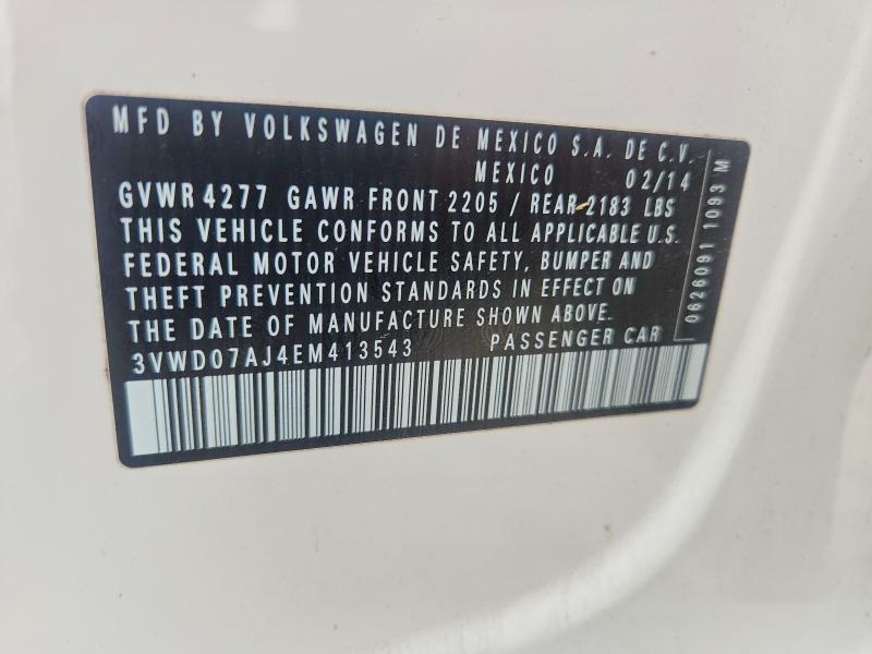 51346416 :رقم المزاد ، 3VWD07AJ4EM413543 vin ، 2014 Volkswagen Jetta مزاد بيع