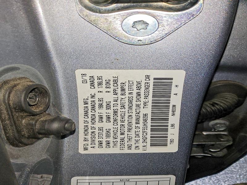 2018 Honda Civic მანქანა იყიდება აუქციონზე, vin: 2HGFC2F55JH546596, აუქციონის ნომერი: 49319876
