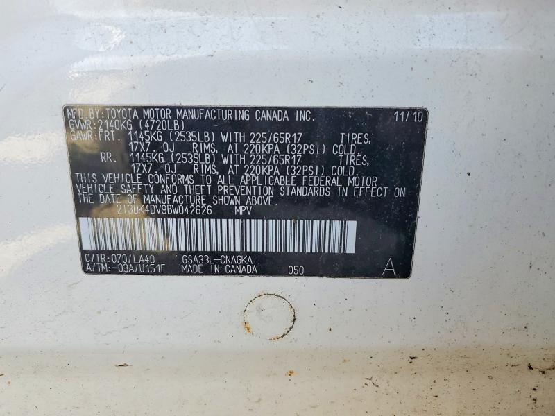 51477596 :رقم المزاد ، 2T3DK4DV9BW042626 vin ، 2011 Toyota Rav4 مزاد بيع