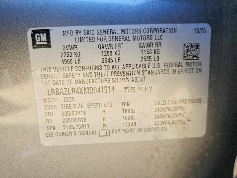 Aukcja sprzedaży 2021 Buick Envision, vin: LRBAZLR4XMD041914, numer aukcji: 51257856