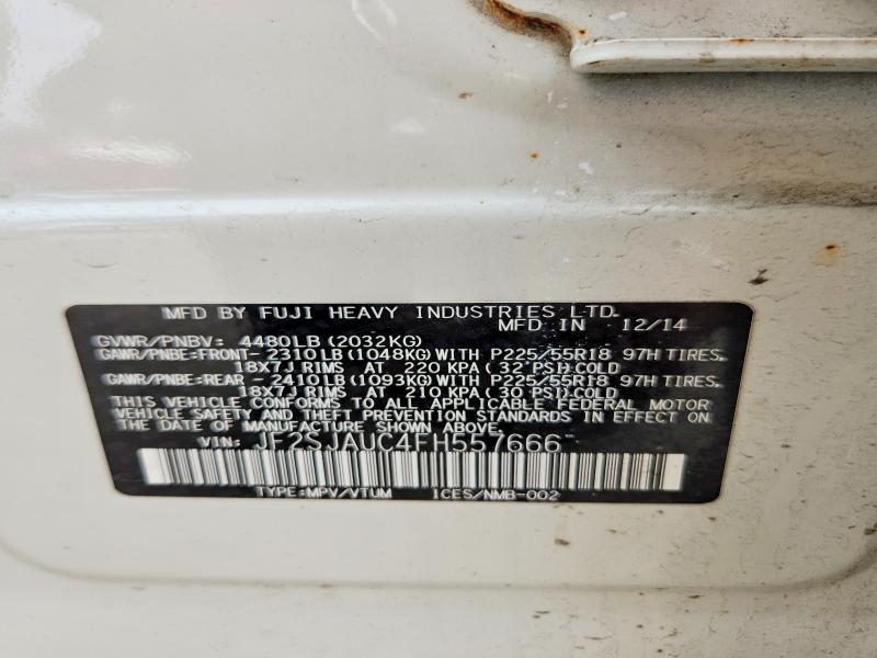 2015 Subaru Forester მანქანა იყიდება აუქციონზე, vin: JF2SJAUC4FH557666, აუქციონის ნომერი: 49256176