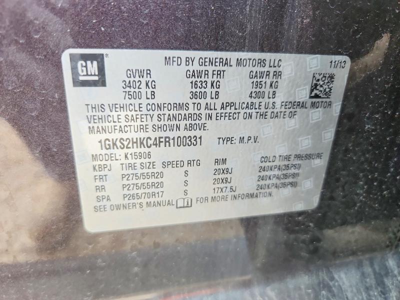 2015 Gmc Yukon Xl მანქანა იყიდება აუქციონზე, vin: 1GKS2HKC4FR100331, აუქციონის ნომერი: 50833796