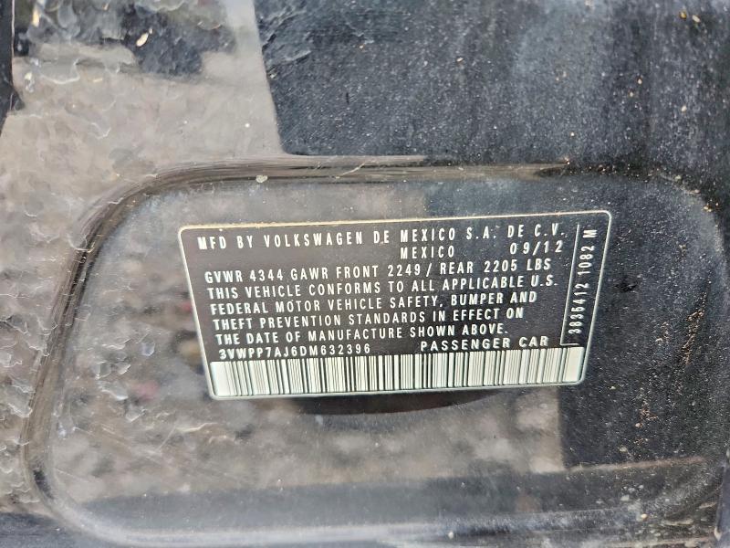 51452456 :رقم المزاد ، 3VWPP7AJ6DM632396 vin ، 2013 Volkswagen Jetta مزاد بيع