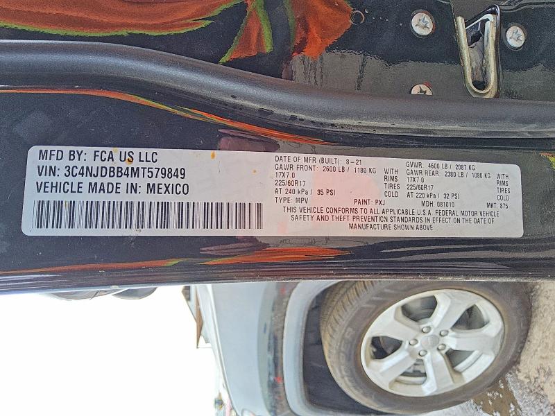 Продаж на аукціоні авто 2021 Jeep Compass, vin: 3C4NJDBB4MT579849, номер лоту: 49989686