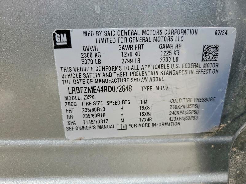 Aukcja sprzedaży 2024 Buick Envision, vin: LRBFZME44RD072648, numer aukcji: 51456946