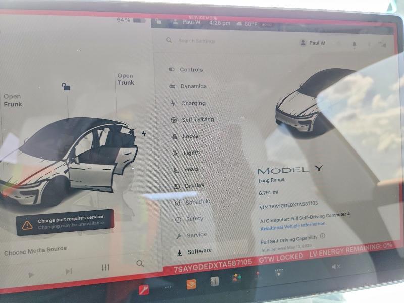 50074866 :رقم المزاد ، 7SAYGDEDXTA587105 vin ، 2026 Tesla Model Y مزاد بيع