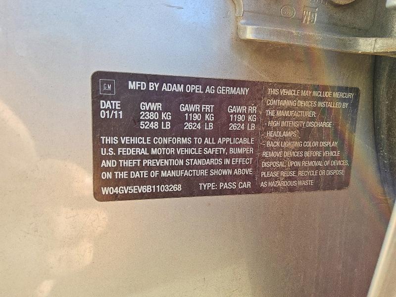 48700286 :رقم المزاد ، W04GV5EV6B1103268 vin ، 2011 Buick Regal مزاد بيع