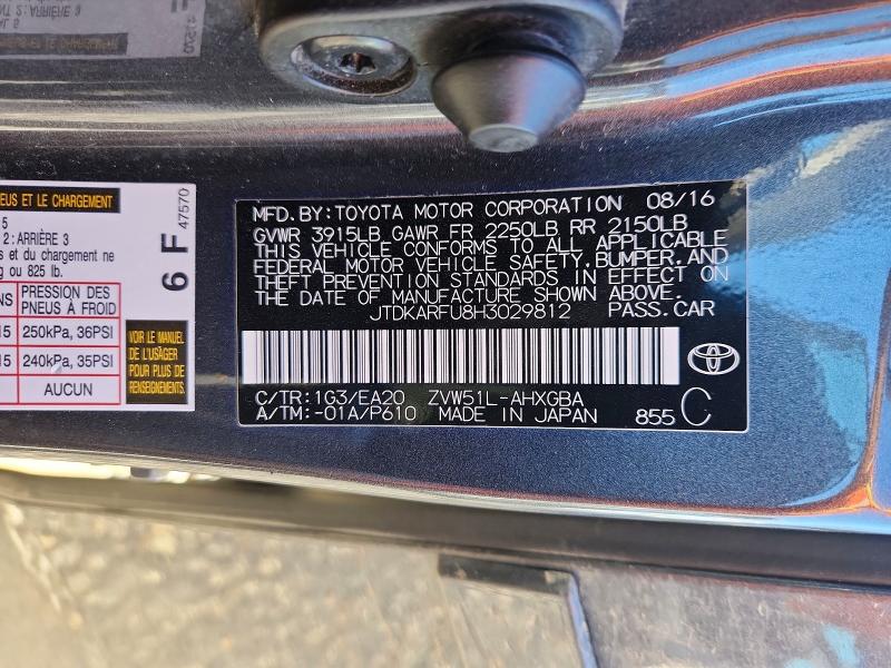 Aukcja sprzedaży 2017 Toyota Prius, vin: JTDKARFU8H3029812, numer aukcji: 49094086