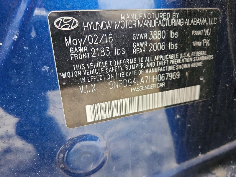 48671776 :رقم المزاد ، 5NPD94LA7HH067969 vin ، 2017 Hyundai Elantra مزاد بيع