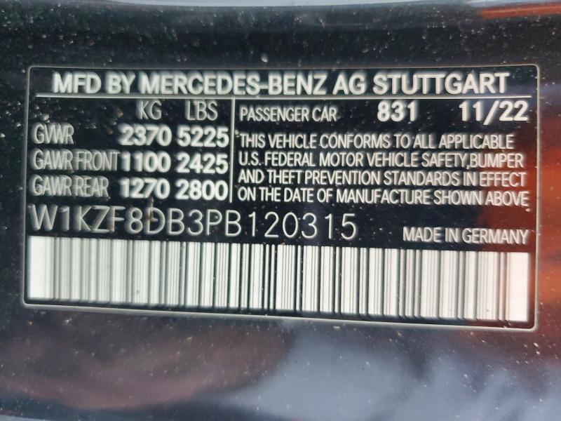 Aukcja sprzedaży 2023 Mercedes-benz E, vin: W1KZF8DB3PB120315, numer aukcji: 48788256