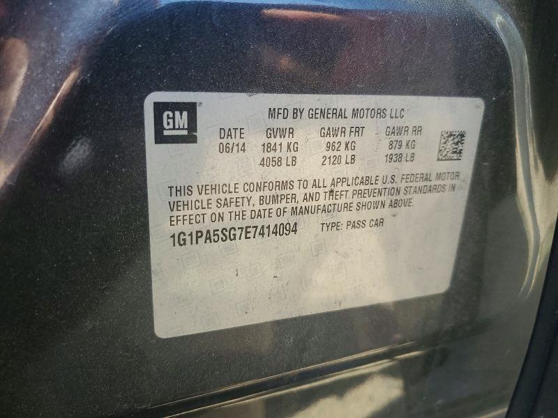 51120856 :رقم المزاد ، 1G1PA5SG7E7414094 vin ، 2014 Chevrolet Cruze مزاد بيع
