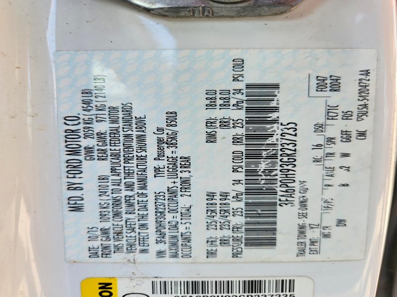 50957316 :رقم المزاد ، 3FA6P0H93GR237235 vin ، 2016 Ford Fusion مزاد بيع