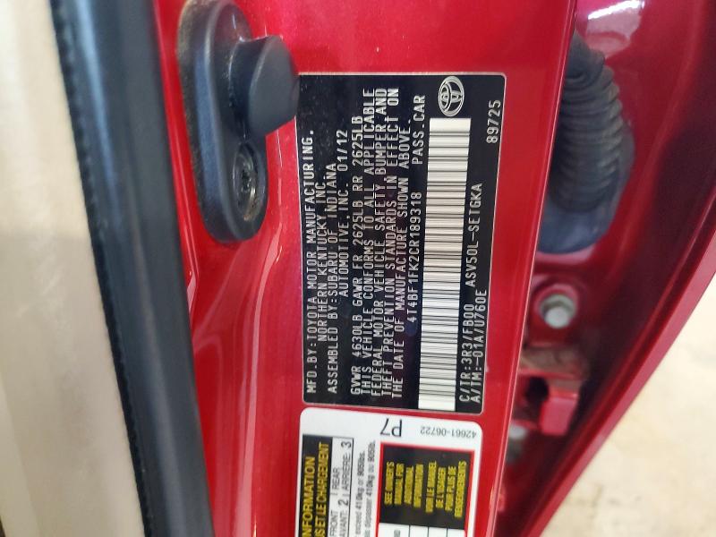 Продажа на аукционе авто 2012 Toyota Camry, vin: 4T4BF1FK2CR189318, номер лота: 49811176