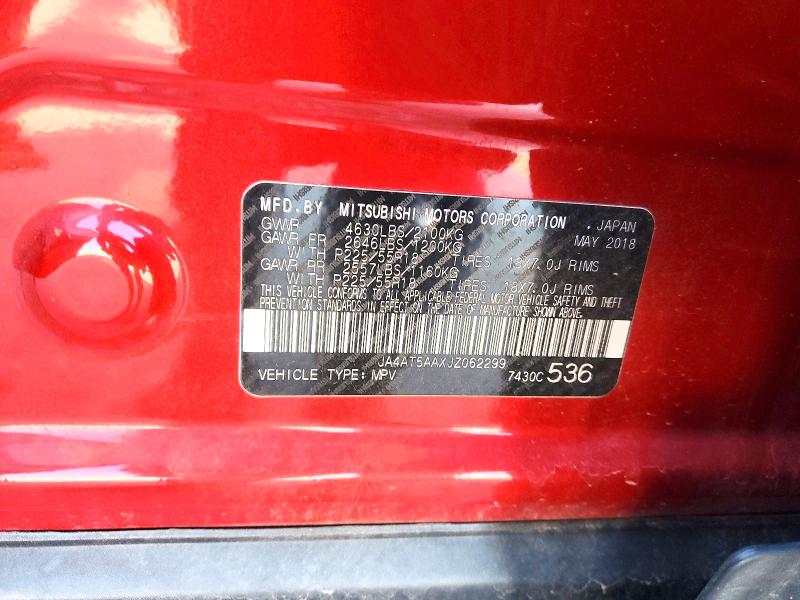 48695806 :رقم المزاد ، JA4AT5AAXJZ062299 vin ، 2018 Mitsubishi Eclipse Cross مزاد بيع