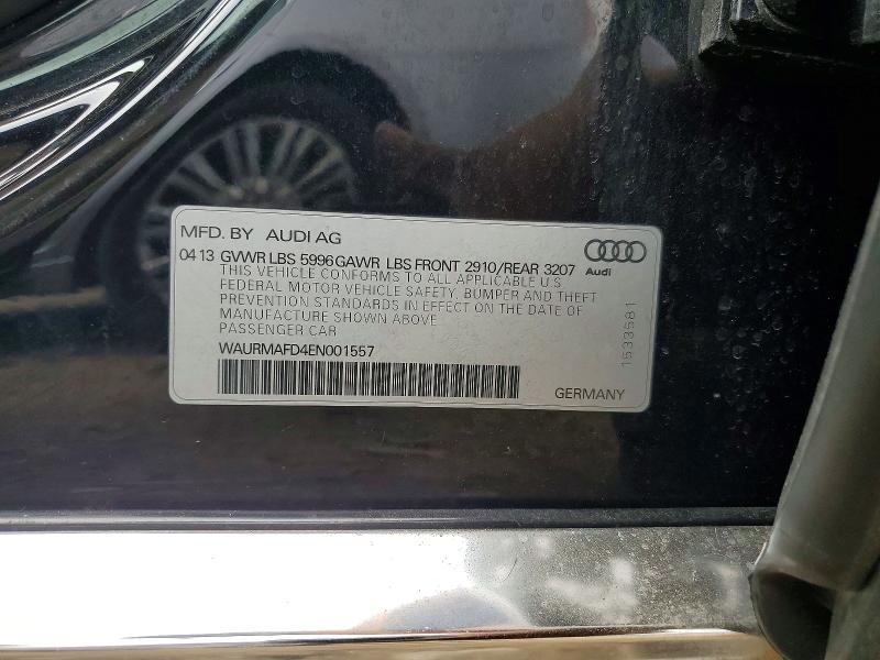 51189306 :رقم المزاد ، WAURMAFD4EN001557 vin ، 2014 Audi A8 مزاد بيع