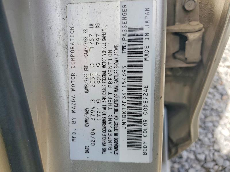 48918026 :رقم المزاد ، JM1BK12F341154695 vin ، 2004 Mazda 3 مزاد بيع