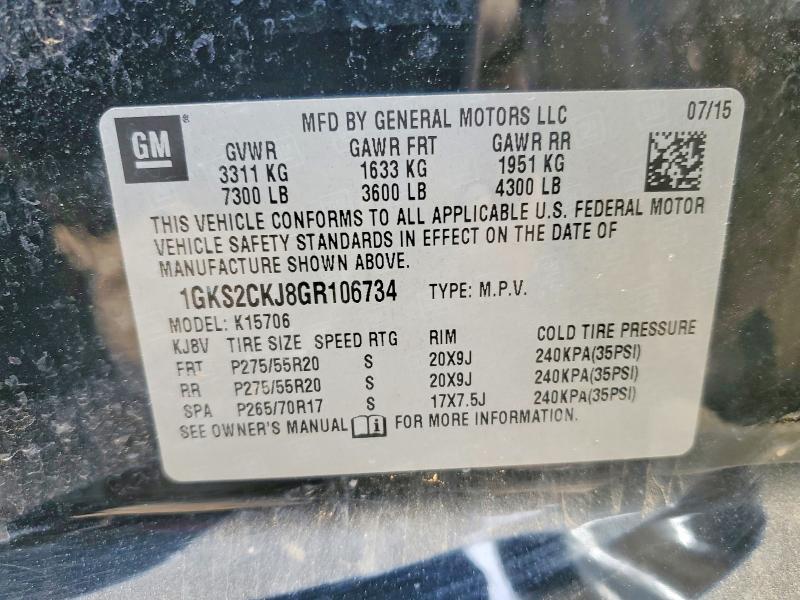 Продаж на аукціоні авто 2016 Gmc Yukon, vin: 1GKS2CKJ8GR106734, номер лоту: 48952166