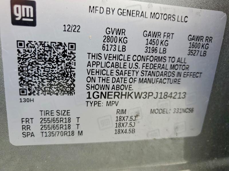 Aukcja sprzedaży 2023 Chevrolet Traverse, vin: 1GNERHKW3PJ184213, numer aukcji: 49152536