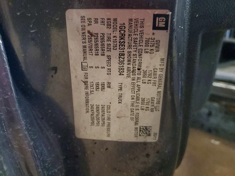 51702656 :رقم المزاد ، 1GCRKSE31BZ361834 vin ، 2011 Chevrolet Silverado مزاد بيع
