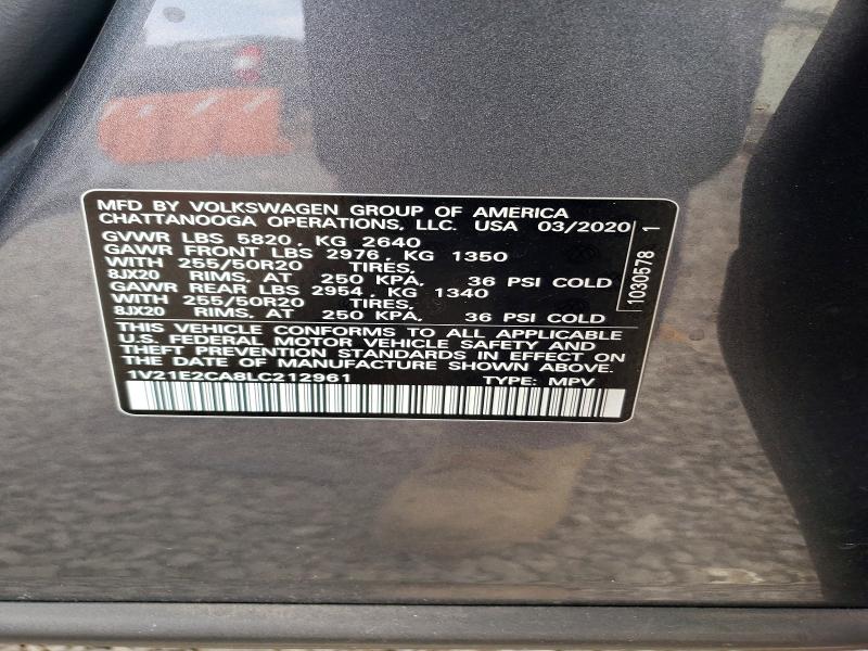 Продажа на аукционе авто 2020 Volkswagen Atlas Cross Sport, vin: 1V21E2CA8LC212961, номер лота: 50154716