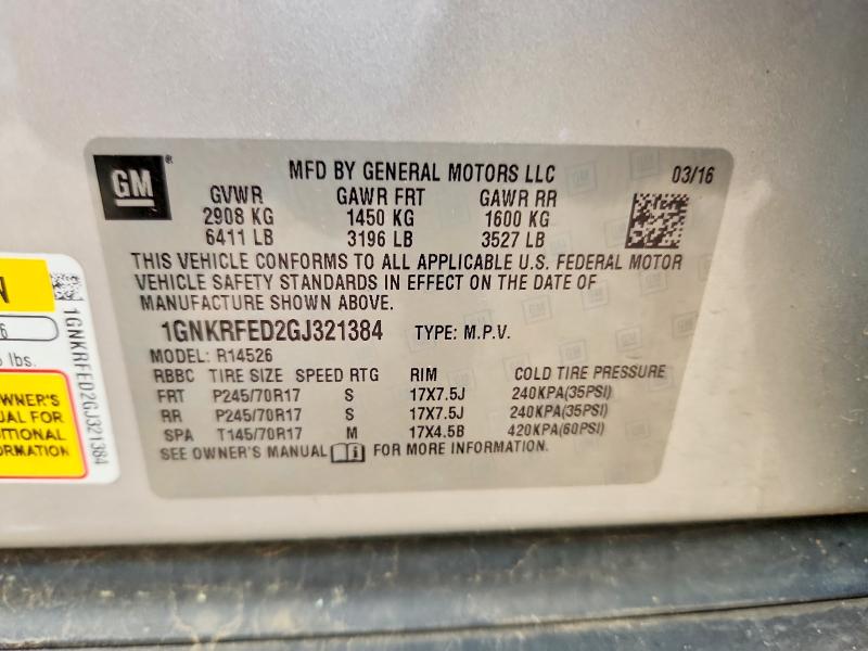 2016 Chevrolet Traverse მანქანა იყიდება აუქციონზე, vin: 1GNKRFED2GJ321384, აუქციონის ნომერი: 51439046