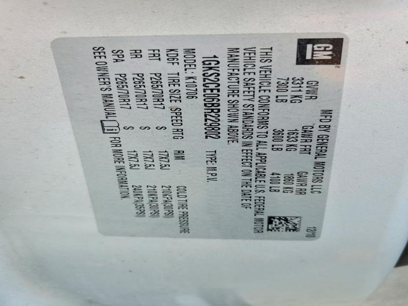 49332956 :رقم المزاد ، 1GKS2CE06BR229802 vin ، 2011 Gmc Yukon مزاد بيع
