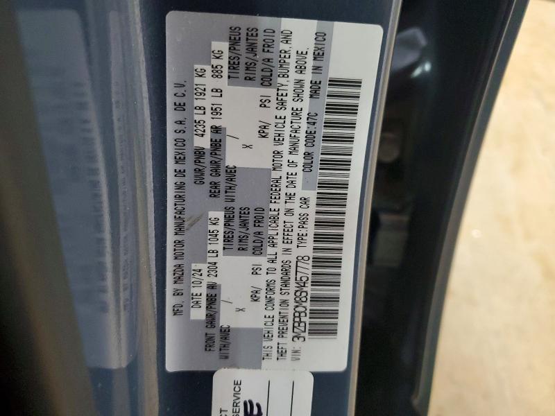 2025 Mazda 3 მანქანა იყიდება აუქციონზე, vin: 3MZBPBCM8SM457778, აუქციონის ნომერი: 48859376
